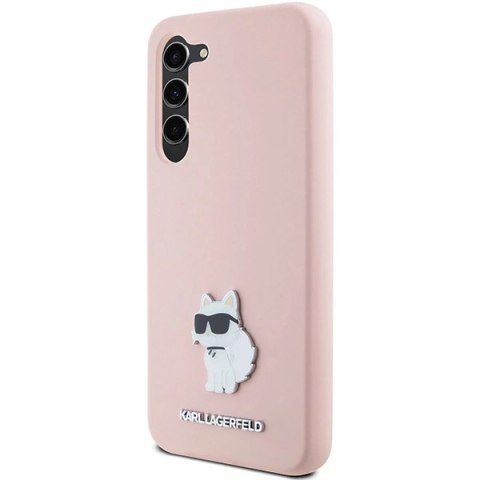 Etui Karl Lagerfeld Silicone Choupette Metal Pin na Samsung Galaxy S24 - różowe