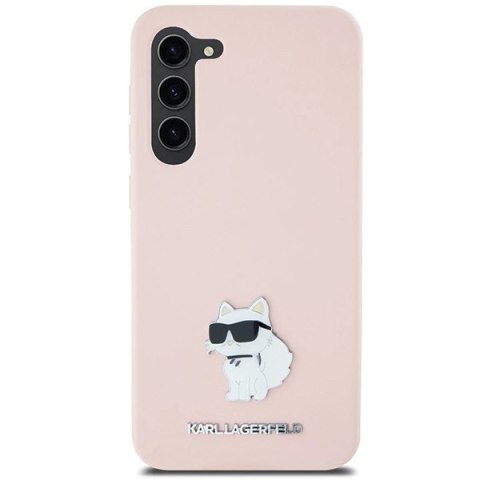Etui Karl Lagerfeld Silicone Choupette Metal Pin na Samsung Galaxy S24 - różowe