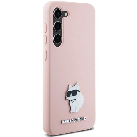 Etui Karl Lagerfeld Silicone Choupette Metal Pin na Samsung Galaxy S24 - różowe
