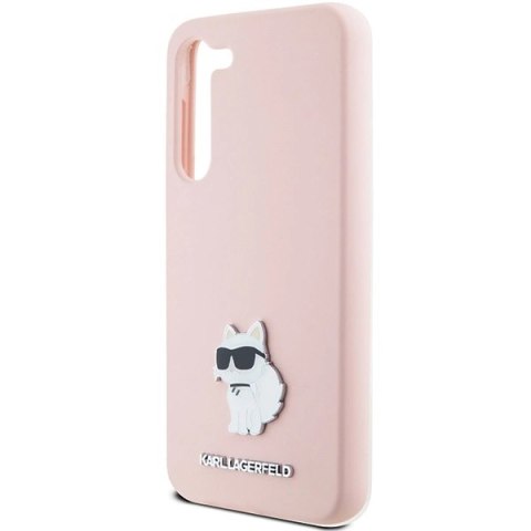 Etui Karl Lagerfeld Silicone Choupette Metal Pin na Samsung Galaxy S24 - różowe