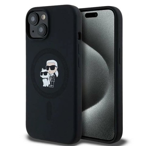 Etui Karl Lagerfeld Silicone Karl&Choupette MagSafe na iPhone 15 Plus / 14 Plus - czarne Etui Karl Lagerfeld Silicone Karl&Choupette MagSafe na iPhone 15 Plus / 14 Plus - czarne