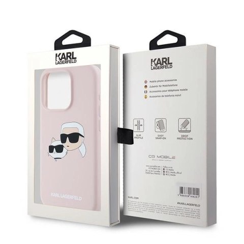 Etui Karl Lagerfeld Silicone Karl&Choupette MagSafe na iPhone 15 Pro Max - różowe