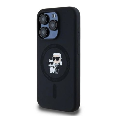 Etui Karl Lagerfeld Silicone Karl&Choupette MagSafe na iPhone 15 Pro - czarne Etui Karl Lagerfeld Silicone Karl&Choupette MagSafe na iPhone 15 Pro - czarne