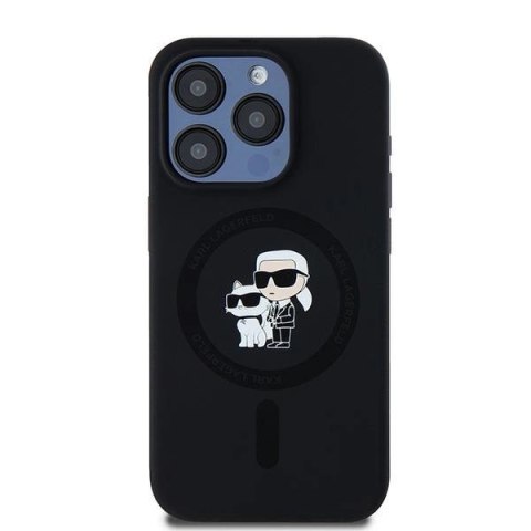 Etui Karl Lagerfeld Silicone Karl&Choupette MagSafe na iPhone 15 Pro - czarne Etui Karl Lagerfeld Silicone Karl&Choupette MagSafe na iPhone 15 Pro - czarne