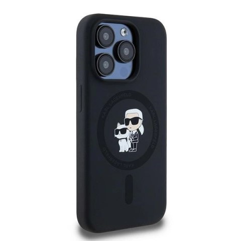 Etui Karl Lagerfeld Silicone Karl&Choupette MagSafe na iPhone 15 Pro - czarne Etui Karl Lagerfeld Silicone Karl&Choupette MagSafe na iPhone 15 Pro - czarne