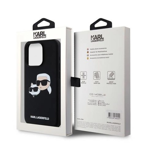 Etui Karl Lagerfeld Silicone Karl&Choupette MagSafe na iPhone 15 Pro - czarne Etui Karl Lagerfeld Silicone Karl&Choupette MagSafe na iPhone 15 Pro - czarne
