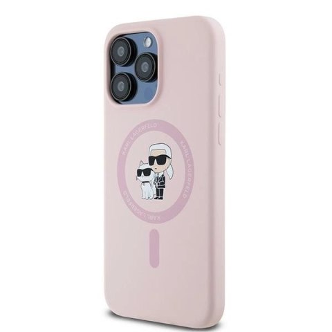 Etui Karl Lagerfeld Silicone Karl&Choupette MagSafe na iPhone 15 Pro - różowe Etui Karl Lagerfeld Silicone Karl&Choupette MagSafe na iPhone 15 Pro - różowe