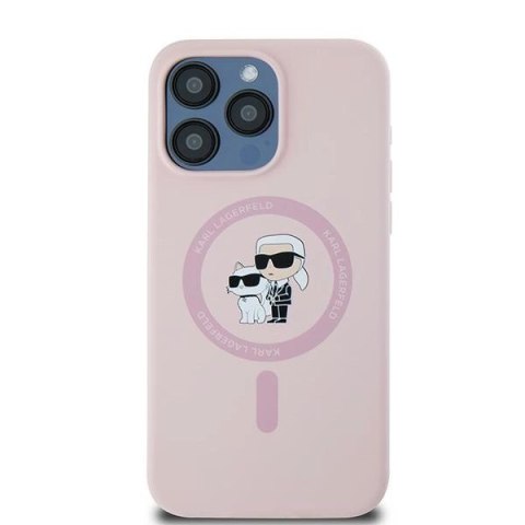 Etui Karl Lagerfeld Silicone Karl&Choupette MagSafe na iPhone 15 Pro - różowe Etui Karl Lagerfeld Silicone Karl&Choupette MagSafe na iPhone 15 Pro - różowe
