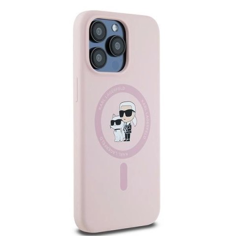 Etui Karl Lagerfeld Silicone Karl&Choupette MagSafe na iPhone 15 Pro - różowe Etui Karl Lagerfeld Silicone Karl&Choupette MagSafe na iPhone 15 Pro - różowe