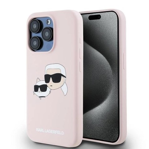 Etui Karl Lagerfeld Silicone Karl&Choupette MagSafe na iPhone 15 Pro - różowe Etui Karl Lagerfeld Silicone Karl&Choupette MagSafe na iPhone 15 Pro - różowe