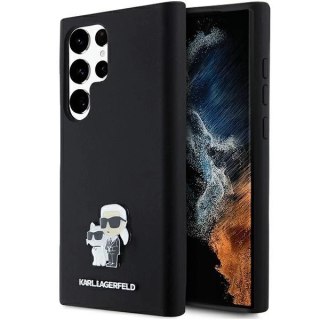 Etui Karl Lagerfeld Silicone Karl&Choupette Metal Pin na Samsung Galaxy S24 Ultra - czarne
