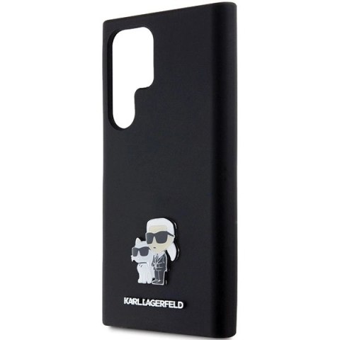 Etui Karl Lagerfeld Silicone Karl&Choupette Metal Pin na Samsung Galaxy S24 Ultra - czarne Etui Karl Lagerfeld Silicone Karl&Choupette Metal Pin na Samsung Galaxy S24 Ultra - czarne