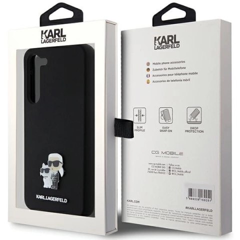 Etui Karl Lagerfeld Silicone Karl&Choupette Metal Pin na Samsung Galaxy S24+ - czarne