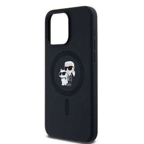 Etui Karl Lagerfeld Silicone Karl&Choupette Ring MagSafe na iPhone 15 Pro Max - czarne