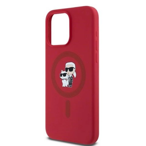 Etui Karl Lagerfeld Silicone Karl&Choupette Ring MagSafe na iPhone 15 Pro Max - czerwone