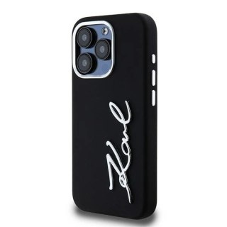 Etui Karl Lagerfeld Silicone Metal Script Logo na iPhone 15 Pro - czarne