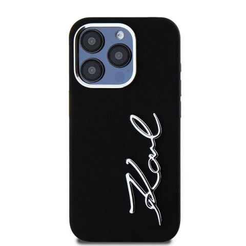 Etui Karl Lagerfeld Silicone Metal Script Logo na iPhone 15 Pro - czarne