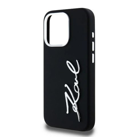 Etui Karl Lagerfeld Silicone Metal Script Logo na iPhone 15 Pro - czarne