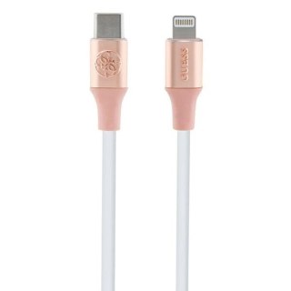 Kabel Guess Ebossed Logo USB-C / Lightning 1.5m szybkie ładowanie - różowy