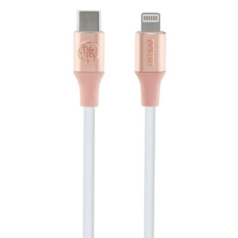 Kabel Guess Ebossed Logo USB-C / Lightning 1.5m szybkie ładowanie - różowy Kabel Guess Ebossed Logo USB-C / Lightning 1.5m szybkie ładowanie - różowy