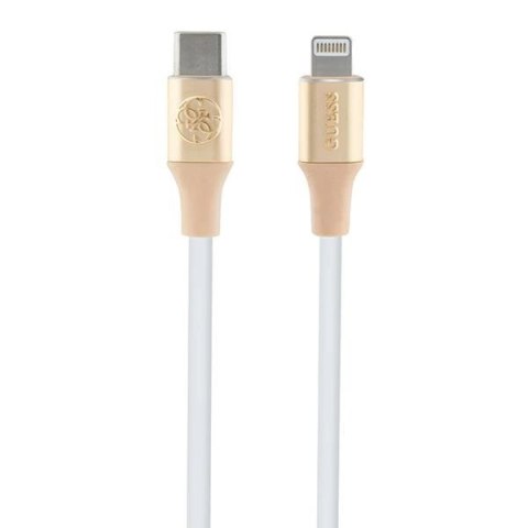 Kabel Guess Ebossed Logo USB-C / Lightning 1.5m szybkie ładowanie - złoty Kabel Guess Ebossed Logo USB-C / Lightning 1.5m szybkie ładowanie - złoty