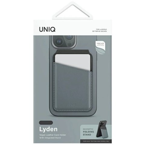 Portfel UNIQ Lyden DS magnetyczny RFID ze stojakiem na telefon - niebiesko-czarny