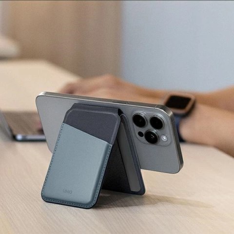 Portfel UNIQ Lyden DS magnetyczny RFID ze stojakiem na telefon - szaro-czarny Portfel UNIQ Lyden DS magnetyczny RFID ze stojakiem na telefon - szaro-czarny