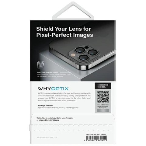 Szkło UNIQ Optix Aluminium Camera Lens Protector na obiektyw aparatu iPhone 14/ 14 Plus z aplikatorem - srebrne Szkło UNIQ Optix Aluminium Camera Lens Protector na obiektyw aparatu iPhone 14/ 14 Plus z aplikatorem - srebrne