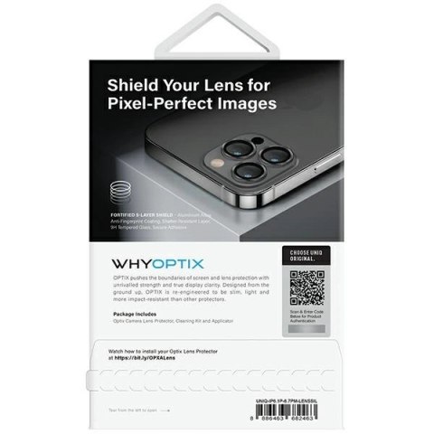 Szkło UNIQ Optix Aluminium Camera Lens Protector na obiektyw aparatu iPhone 14 Pro / 14 Pro Max z aplikatorem - srebrne Szkło UNIQ Optix Aluminium Camera Lens Protector na obiektyw aparatu iPhone 14 Pro / 14 Pro Max z aplikatorem - srebrne