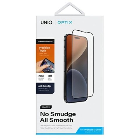 Szkło UNIQ Optix Matte matowe hartowane na iPhone 15 / 14 Pro z aplikatorem Szkło UNIQ Optix Matte matowe hartowane na iPhone 15 / 14 Pro z aplikatorem