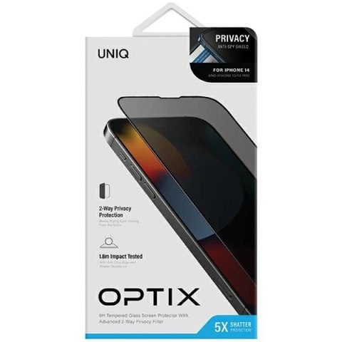 Szkło UNIQ Optix Privacy hartowane prywatyzujące na iPhone 14 / 13 / 13 Pro z aplikatorem
