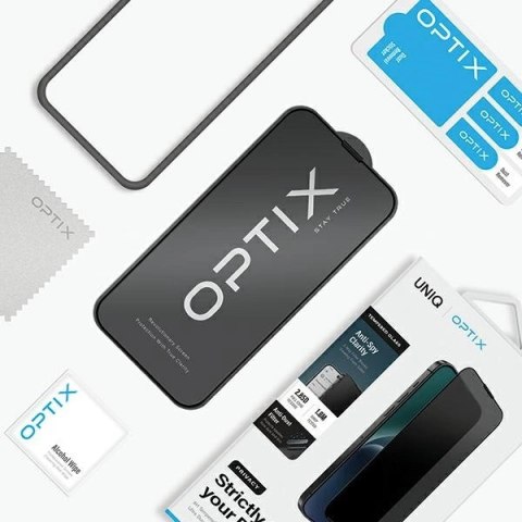 Szkło UNIQ Optix Privacy hartowane prywatyzujące na iPhone 15 Pro z aplikatorem