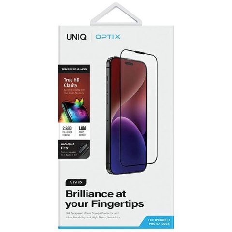 Szkło UNIQ Optix Vivid na iPhone 15 Pro Max z aplikatorem