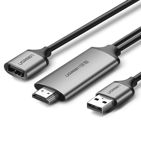 Adapter Ugreen CM151 50291 USB-A (żeński) - HDMI z portem zasilania USB-A (męski) 1.5m - szary Adapter Ugreen CM151 50291 USB-A (żeński) - HDMI z portem zasilania USB-A (męski) 1.5m - szary