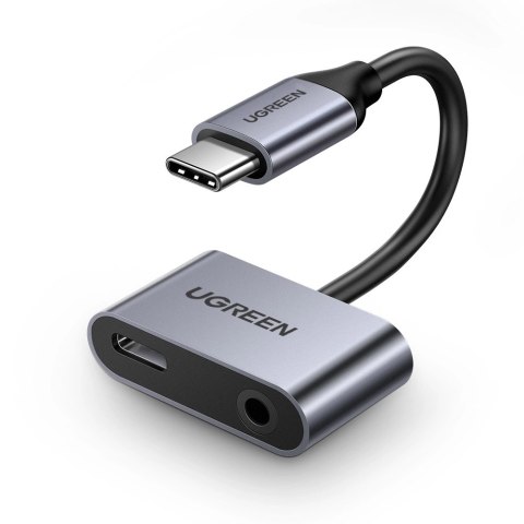 Adapter Ugreen CM193 50596 audio dwuportowy USB-C (męski) - mini jack 3.5mm / USB-C (żeński) - szary Adapter Ugreen CM193 50596 audio dwuportowy USB-C (męski) - mini jack 3.5mm / USB-C (żeński) - szary