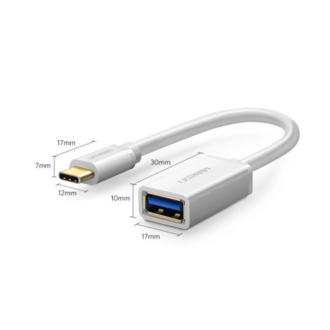 Adapter Ugreen US154 30702 USB-A 3.0 (żeński) / USB-C 3.0 (męski) OTG - biały Adapter Ugreen US154 30702 USB-A 3.0 (żeński) / USB-C 3.0 (męski) OTG - biały