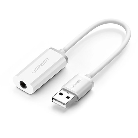 Adapter Ugreen US206 30712 USB-A (męski) / mini jack 3.5 mm (żeński) - biały Adapter Ugreen US206 30712 USB-A (męski) / mini jack 3.5 mm (żeński) - biały