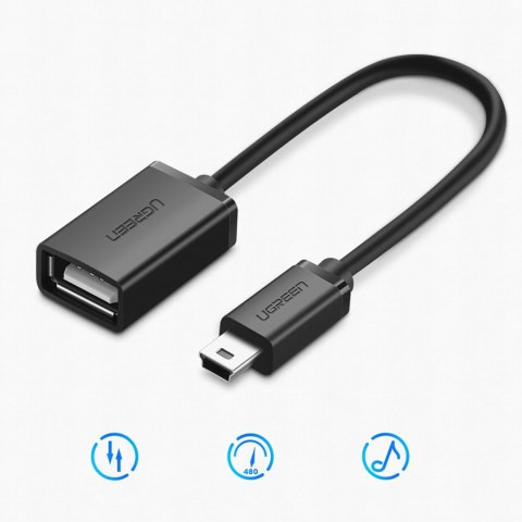 Adapter Ugreen US249 10383 mini USB-B (męski) / USB-A (żeński) OTG 10cm - szary Adapter Ugreen US249 10383 mini USB-B (męski) / USB-A (żeński) OTG 10cm - szary