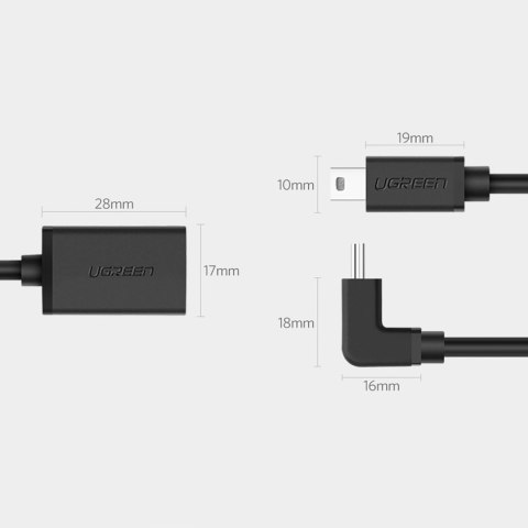 Adapter Ugreen US249 10383 mini USB-B (męski) / USB-A (żeński) OTG 10cm - szary Adapter Ugreen US249 10383 mini USB-B (męski) / USB-A (żeński) OTG 10cm - szary