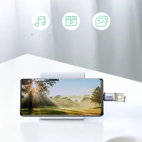 Adapter Ugreen US270 USB-C (męski) / USB-A 3.0 (żeński) ze smyczą - szary Adapter Ugreen US270 USB-C (męski) / USB-A 3.0 (żeński) ze smyczą - szary