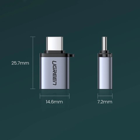 Adapter Ugreen US270 USB-C (męski) / USB-A 3.0 (żeński) ze smyczą - szary Adapter Ugreen US270 USB-C (męski) / USB-A 3.0 (żeński) ze smyczą - szary