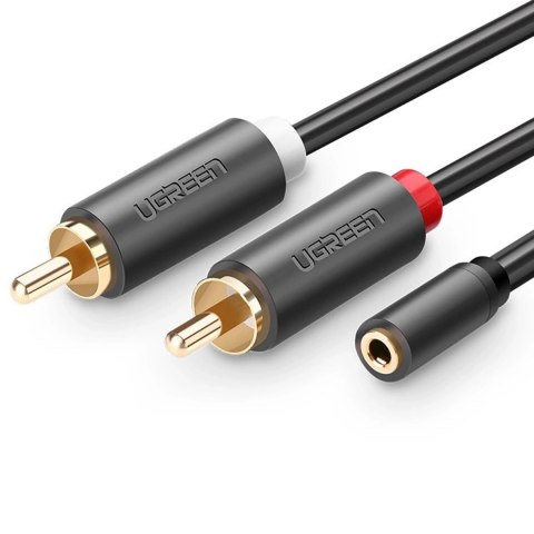 Kabel Ugreen AV102 10588 audio mini jack 3,5mm (żeński) - 2RCA (męski) 1m - szary Kabel Ugreen AV102 10588 audio mini jack 3,5mm (żeński) - 2RCA (męski) 1m - szary