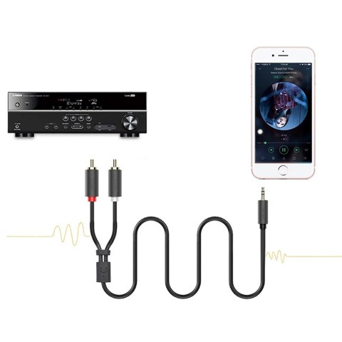 Kabel Ugreen AV102 10772 3,5 mm mini jack (męski) / 2RCA (męski) 1m - szary Kabel Ugreen AV102 10772 3,5 mm mini jack (męski) / 2RCA (męski) 1m - szary