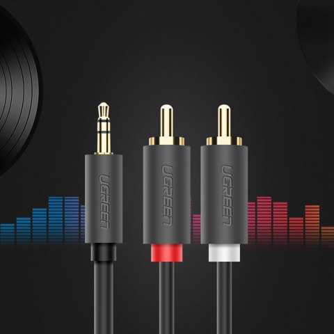 Kabel Ugreen AV102 10772 3,5 mm mini jack (męski) / 2RCA (męski) 1m - szary Kabel Ugreen AV102 10772 3,5 mm mini jack (męski) / 2RCA (męski) 1m - szary