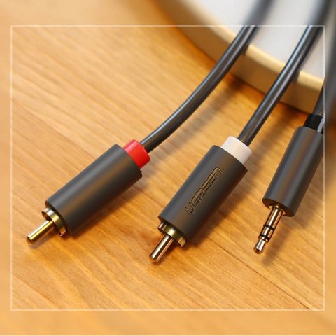 Kabel Ugreen AV102 10772 3,5 mm mini jack (męski) / 2RCA (męski) 1m - szary Kabel Ugreen AV102 10772 3,5 mm mini jack (męski) / 2RCA (męski) 1m - szary