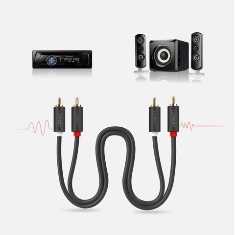 Kabel Ugreen AV104 10519 audio 2RCA (męski) / 2RCA (męski) 3m - szary Kabel Ugreen AV104 10519 audio 2RCA (męski) / 2RCA (męski) 3m - szary