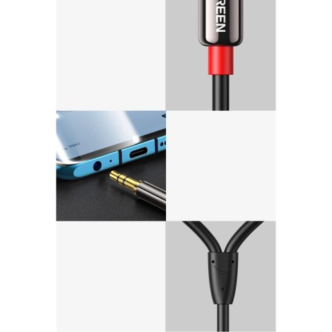 Kabel Ugreen AV116 10749 audio mini jack 3,5 mm (męski) / 2RCA (męski) 1m - czarny Kabel Ugreen AV116 10749 audio mini jack 3,5 mm (męski) / 2RCA (męski) 1m - czarny