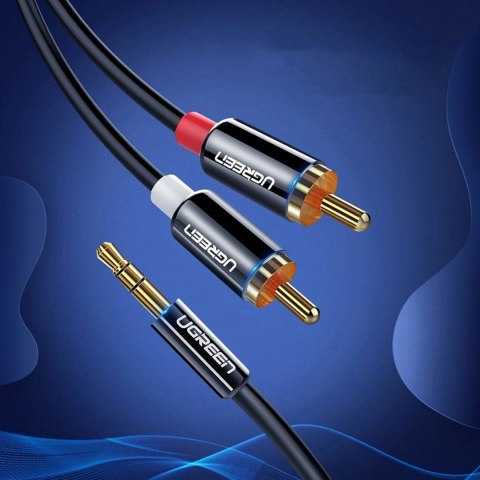 Kabel Ugreen AV116 10749 audio mini jack 3,5 mm (męski) / 2RCA (męski) 1m - czarny Kabel Ugreen AV116 10749 audio mini jack 3,5 mm (męski) / 2RCA (męski) 1m - czarny