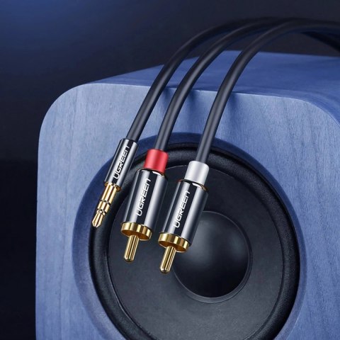 Kabel Ugreen AV116 10749 audio mini jack 3,5 mm (męski) / 2RCA (męski) 1m - czarny Kabel Ugreen AV116 10749 audio mini jack 3,5 mm (męski) / 2RCA (męski) 1m - czarny
