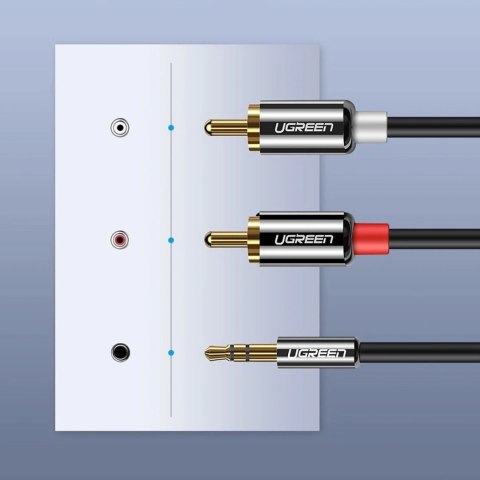 Kabel Ugreen AV116 10749 audio mini jack 3,5 mm (męski) / 2RCA (męski) 1m - czarny Kabel Ugreen AV116 10749 audio mini jack 3,5 mm (męski) / 2RCA (męski) 1m - czarny